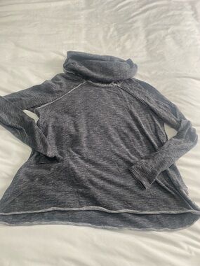 Free People Heather Charcoal Cowl Neck Long Sleeve Top